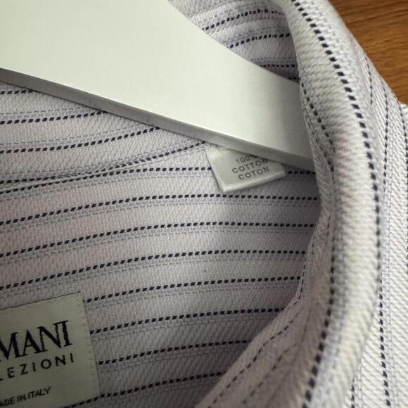 Armani Collezioni Luxury Shirt L 16.5 Made in Italy Stripe Dress Shirt - Picture 6 of 8